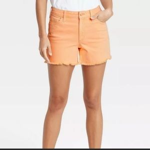 UNIVERSAL THREAD Orange High Waist Vintage Midi Denim Cutoff Shorts NWT Size 12